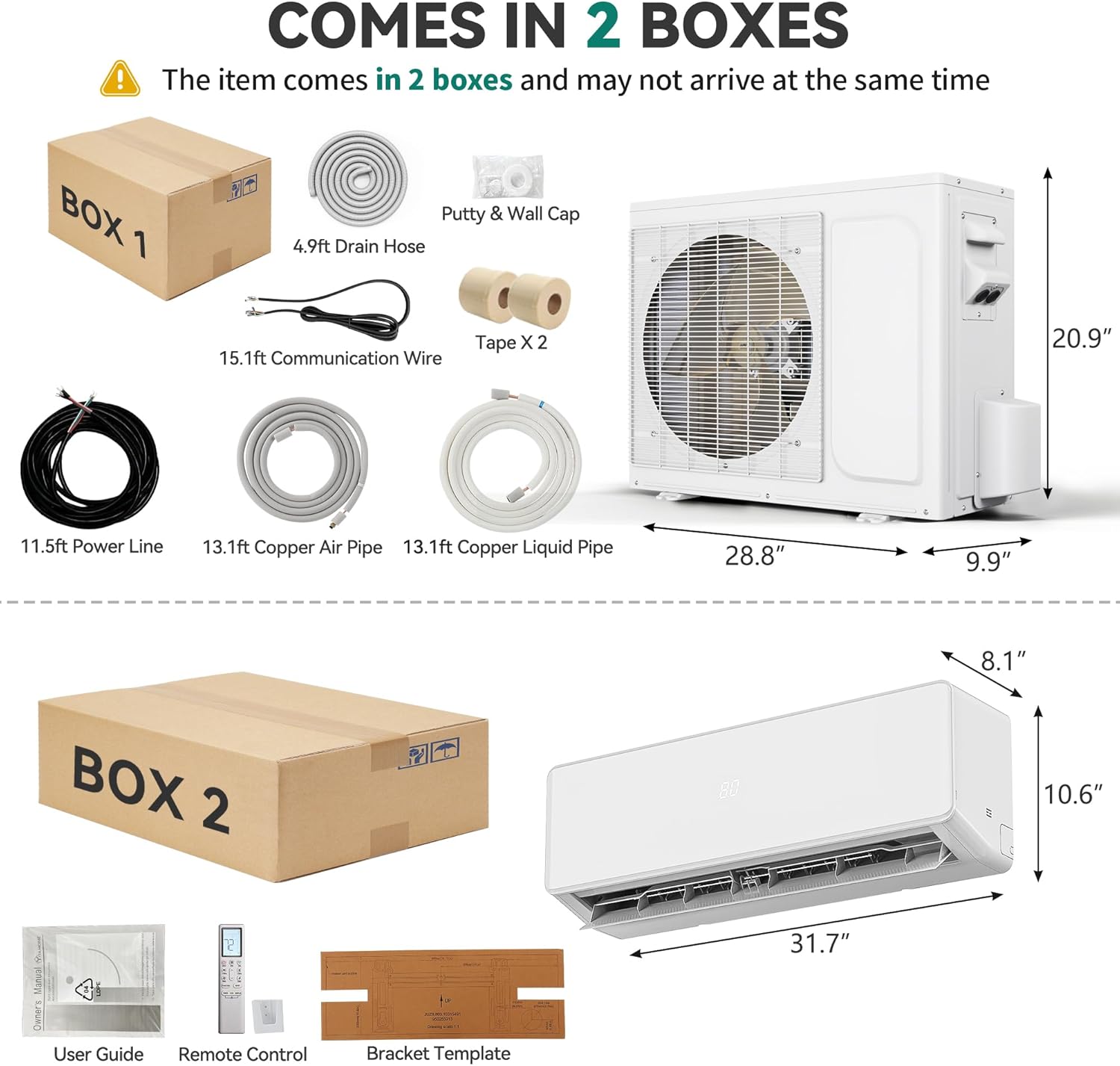 YITAHOME 20 SEER2 12000 BTU Mini Split Air Conditioner Heat Pump, 115V Inverter AC Cool & Heat Up to 750 Sq. Ft, Pure Design, Compatible with 3 Level Eco Mode, Complete Installation Kit, White
