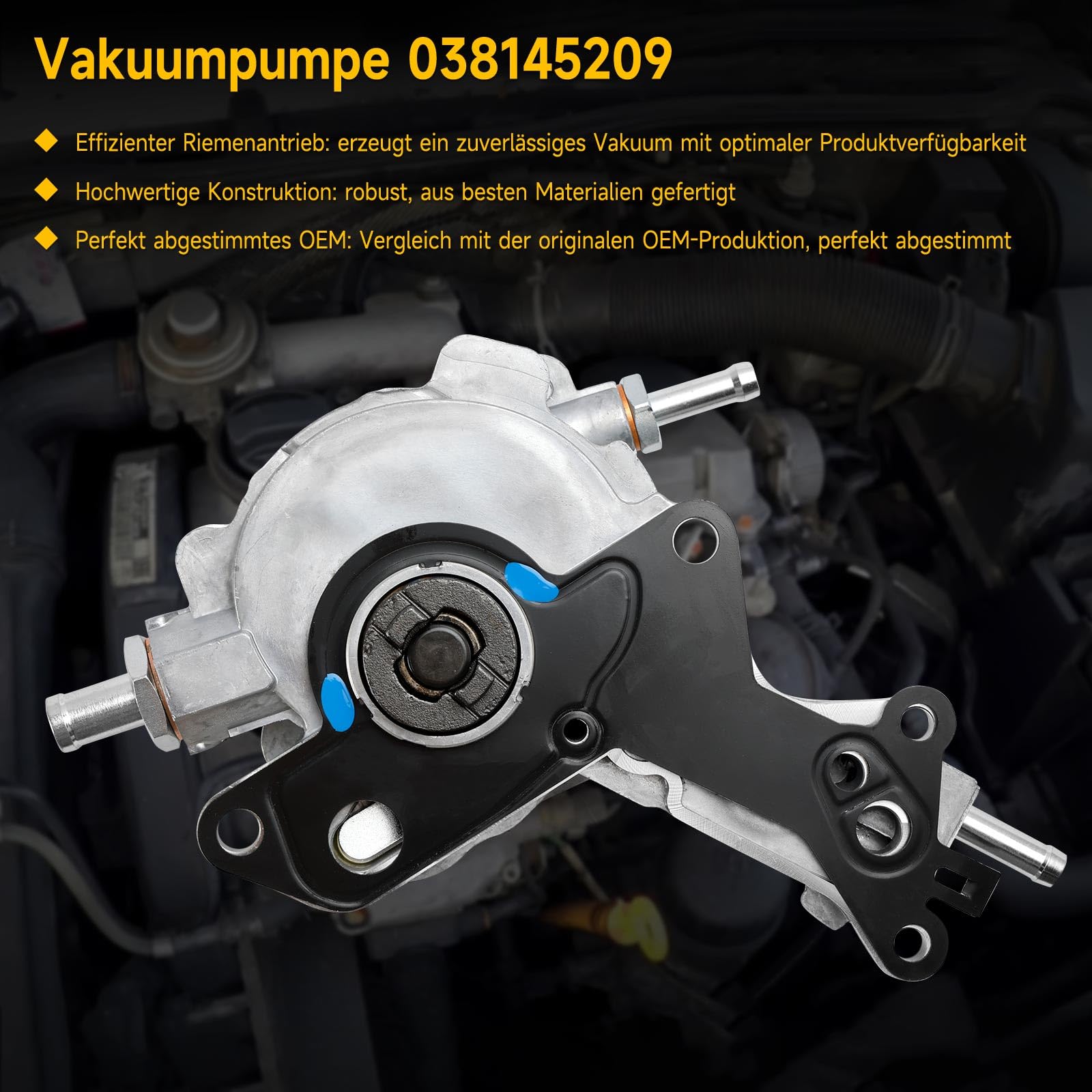 Unterdruckpumpe 038145209 Riemenantrieb Passend für Audi A2 A3 A4 A6 Passend für VW Seat Skoda Ford 1.4 1.9 2.0 TDI