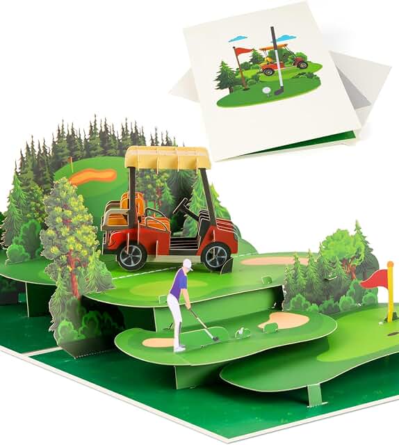 Fathers Day Golf Card Pop Up 3D Course Scene image