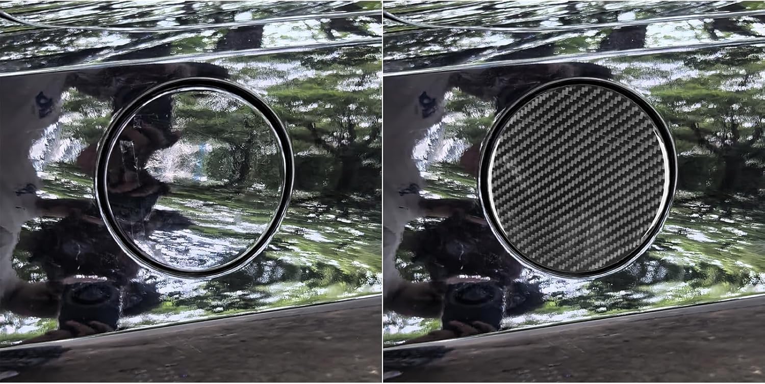 Soft Black Carbon Fiber Fuel Tank Cover, 1PCS Sticker Fuel Tank Cap for Corvette C8 2020-2024, Car Door Gas Cap Filler Tank Cover Decal Trim Exterior Accessories