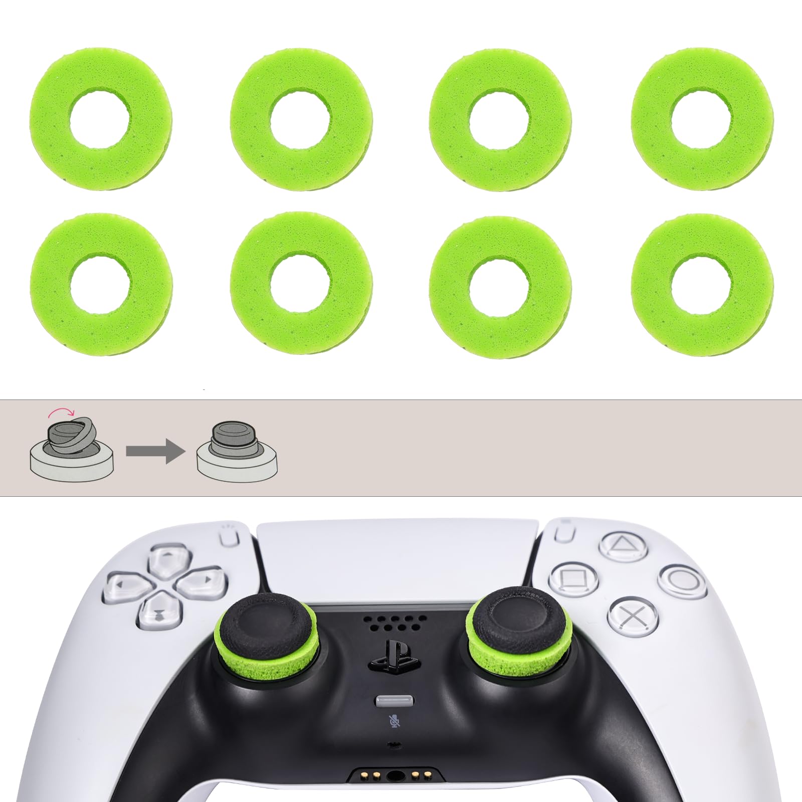 MOLOPPO8PCS Aim Assist Motion Control, Gaming Accessories for PS4,PS5,PS Portal,Xbox One,Xbox Elite, for PlayStation 5 Accessories, Control Freaks（Green）