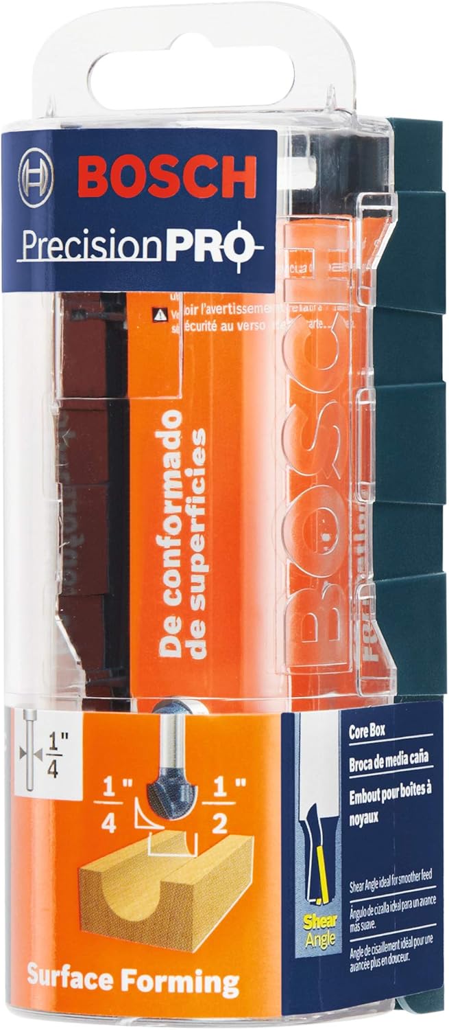 BOSCH 85446MC 1/4 In. x 1/2 In. Carbide-Tipped Core Box Router Bit - Rabbeting Router Bits - 