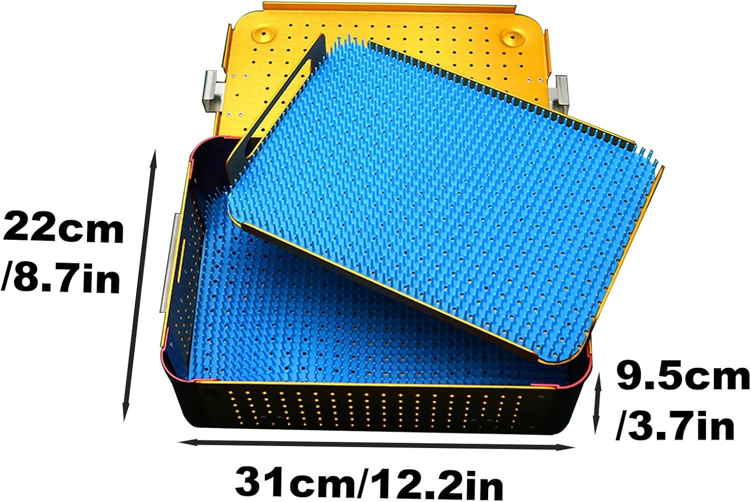 Medical Surgical Tray With Two-layer Silicone Pad, Double-layer Aluminum Alloy Instrument Sterilization Box