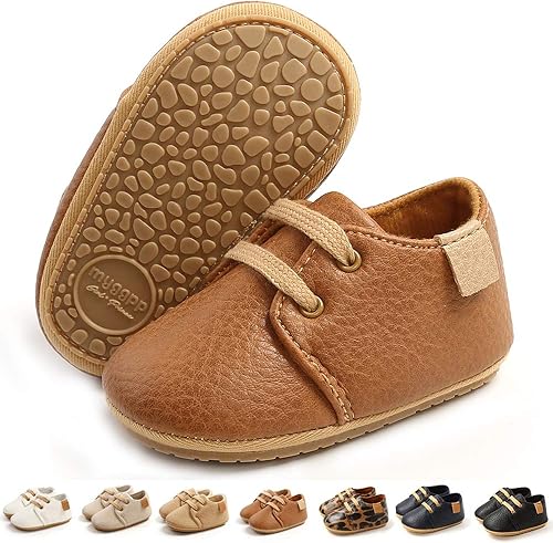LAFEGEN Mocasines clásicos de piel sintética para bebés, niños y niñas, suela suave, zapatos de vestir Oxford, zapatos de vestir planos para