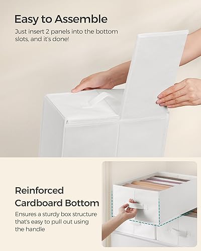 Miniatura 4 de SONGMICS Juego de 6 organizadores de ropa de armario de gran tamaño, organizadores de cajones plegables de 6 compartimentos con asas, 16.5 x 11.8 x