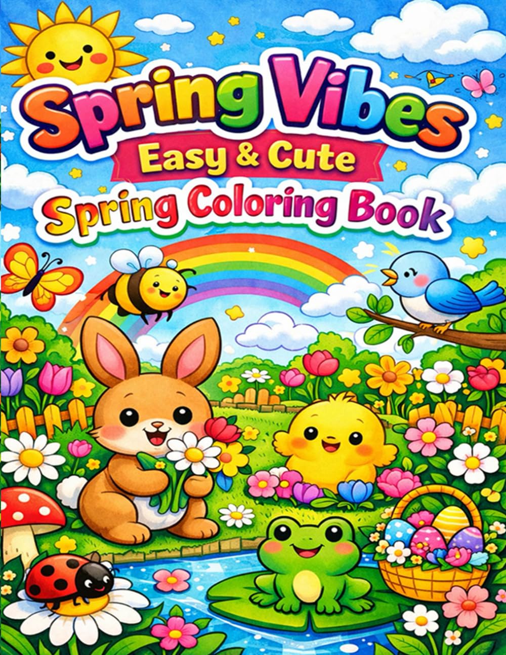 Spring Vibes: Easy & Cute Spring Coloring Book