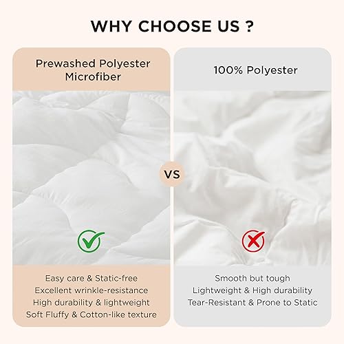 Miniatura 6 de Bedsure Edredón Queen Edredón tamaño Queen para todas las estaciones, relleno alternativo de plumón ultrasuave y prelavado con 4 pestañas, lavable