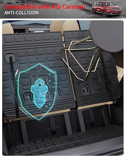 Miniatura 6 de Alfombrilla de carga compatible con Kia Carnival 2022-2024, forro de carga para maletero, revestimiento de maletero de elastómero termoplástico,