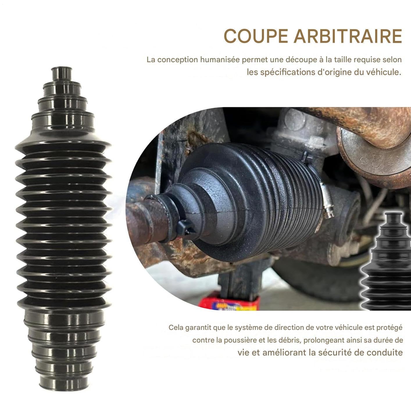 Soufflets De Crémaillère Et Biellette De Direction | 2 Pièces Universelles Anti-Poussière Accessoires Automobiles - Jeu De Soufflets Pour Rotules Intérieures - Pour VUS Camion Camping-Car Hiver Temps