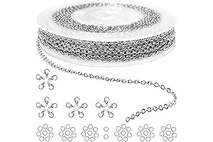 Jishi 33ft Silver Stainless Steel Necklace Chain Replacement Kit