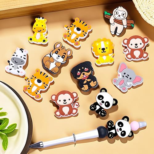 Miniatura 5 de 20 cuentas focales de silicona, cuentas de silicona de animales para hacer llaveros, cuentas de silicona para bolígrafos, cuentas focales de