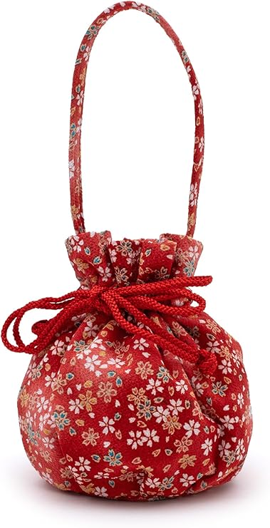 Amazon | 七五三 3歳 7歳 巾着 子供巾着 単品 花ひめ 赤 レッド 花柄
