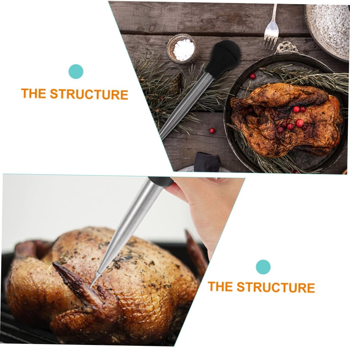 Stainless Steel Turkey Needle Seasoning Pump for Bbq Meat Injector Tool