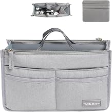 Senteria Bag-in-Bag, Lightweight, Freestanding, Inner Bag, Upgraded Material, Back-In Bag, For Tote Bags, Zipper, Card Holder Included, Large Capacity, Thin, Small, Durable, Waterproof, Dividers