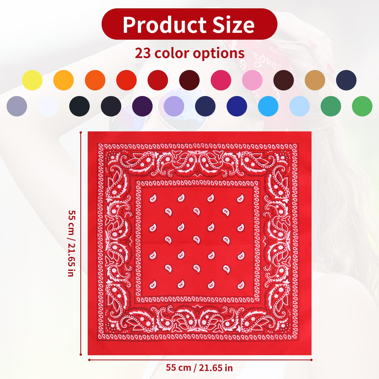 Bandana Hombre Mujer – Set de 23 Pañuelos Bandana de Algodón 54x54 cm – Bandanas Coloridas para Cabeza, Cuello o Pelo, Bandana Roja Azul Rosa, Bandana Niño Niña, Bandana Negra y Blanca