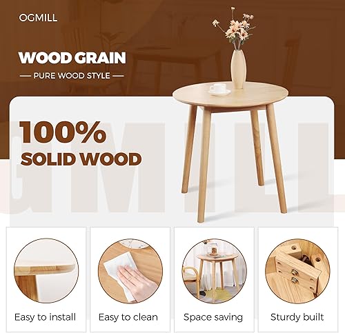 Miniatura 3 de Mesa de comedor redonda pequeña de 28.3 pulgadas para 2, mesa de comedor de madera que ahorra espacio, mesa de comedor de madera rústica, mesa de