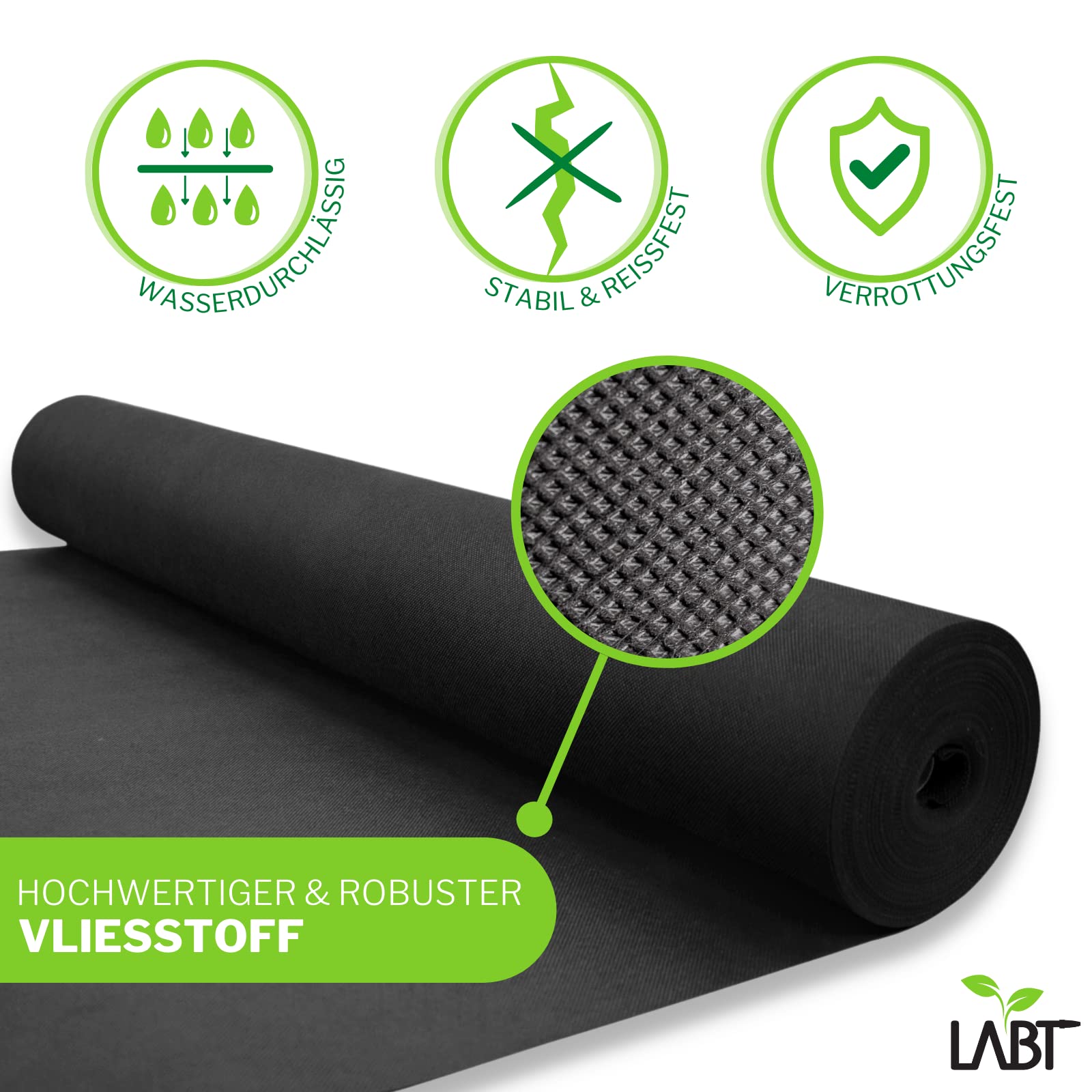 80m² Profi Unkrautvlies I Wasserdurchlässiges Gartenvlies Gegen Unkraut 150g/m² I Reißfeste, Umweltfreundliche Unkrautfolie mit Hoher UV - Beständigkeit für Garten und Beet [80 x 1m I Rolle]