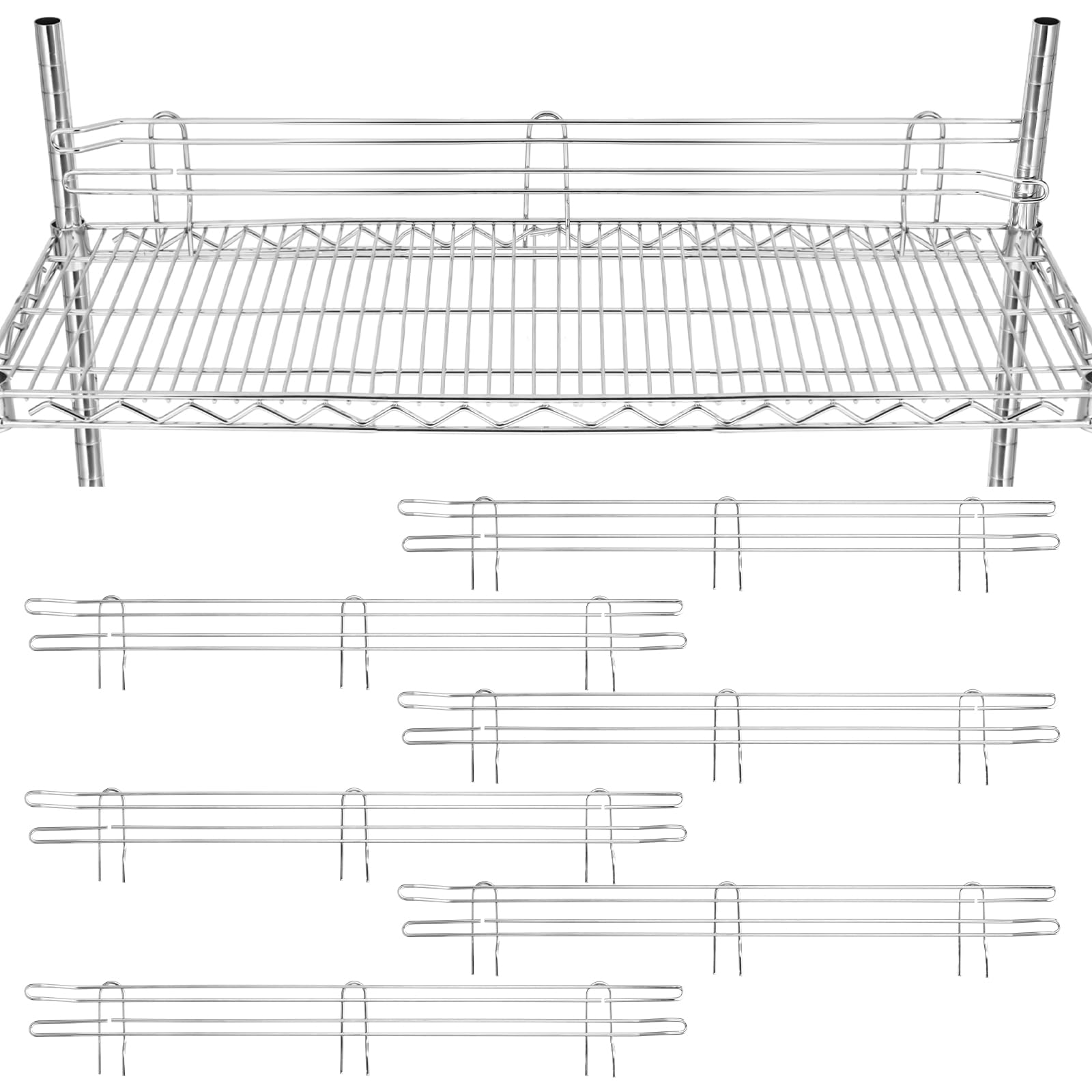MorningRo Silver Chrome Wire Shelf Ledges - 4 Pack -11