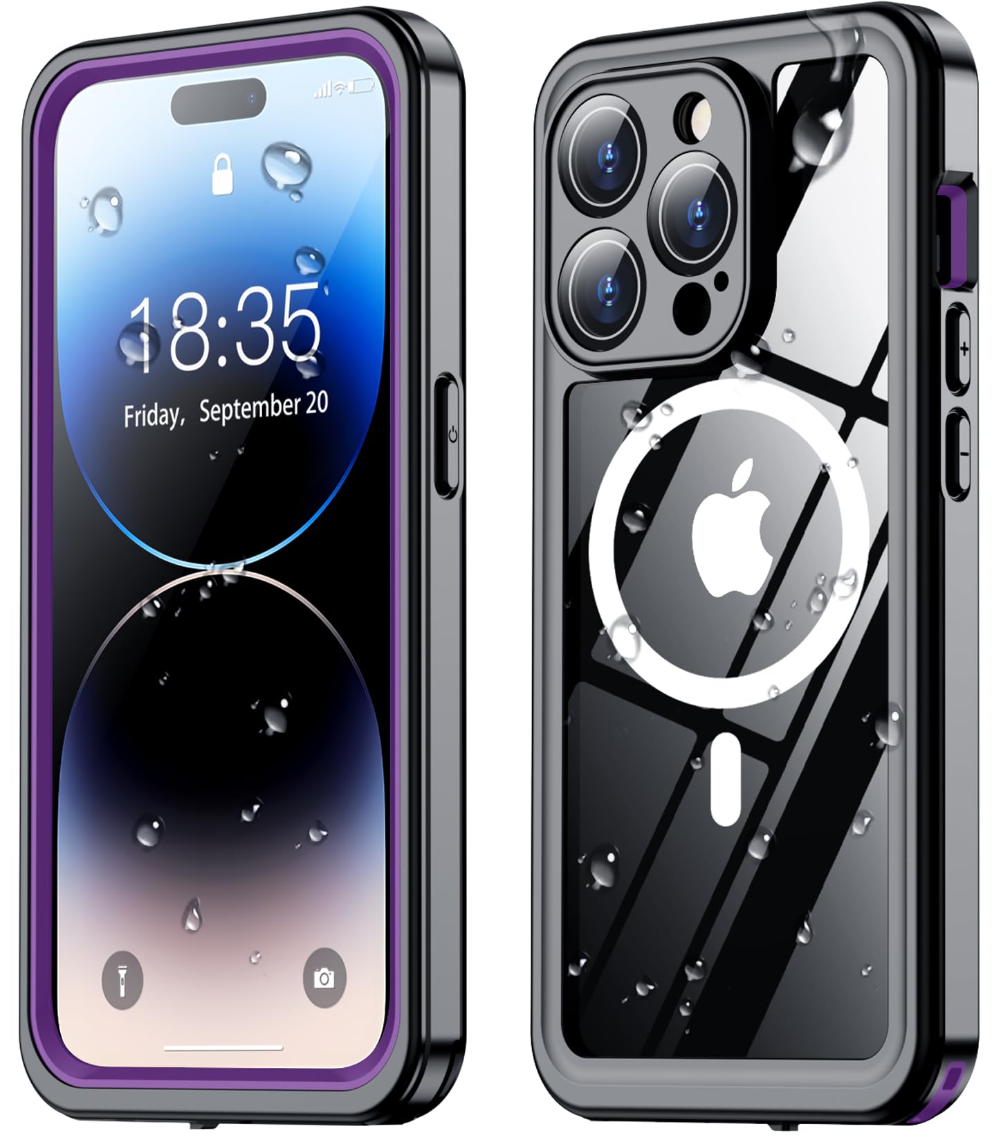 SPIDERCASE Magnetic for iPhone 14 Pro Case Waterproof,Built-in Screen & Camera Lens Protector[IP68 Underwater] [Military Grade Shockproof] Full Body