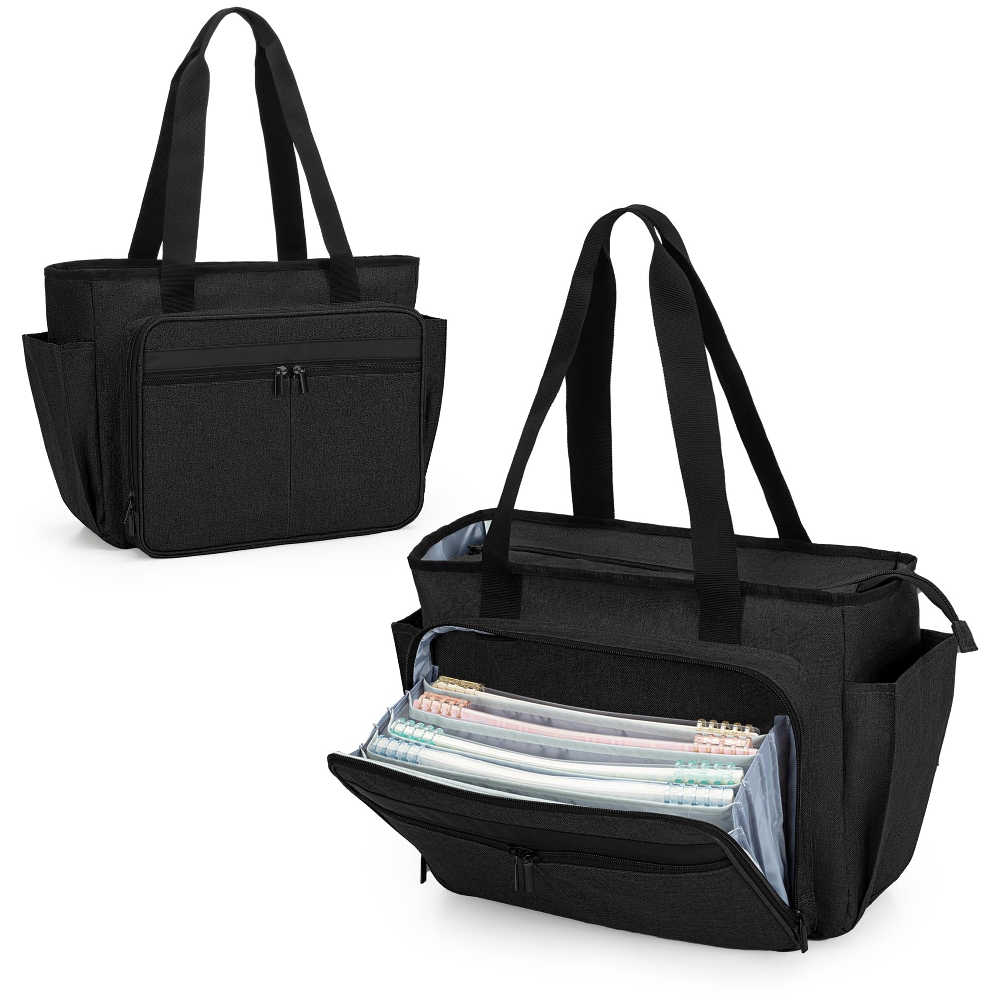 [Trunab] 教師バッグ 大容量 教師用トートバッグ ビジネスバッグ 通勤 通学 出張 訪問 オフィストートバッグ (ブラック)