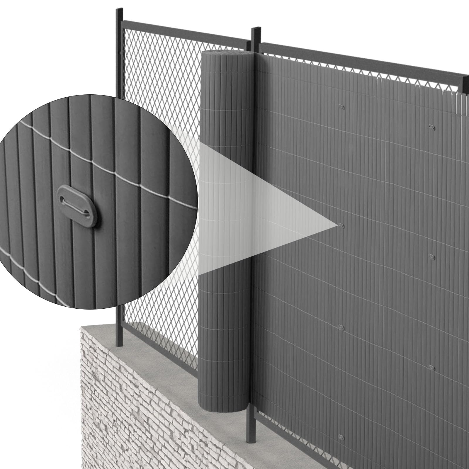 KARAT PVC Sichtschutz für Garten, Balkon, Terrasse - 150x500 cm Grau - Balkonsichtschutz, Sichtschutzmatte wetterfest, Zaun als Balkonverkleidung, Poolumrandung und Windschutz - Gartenzaun