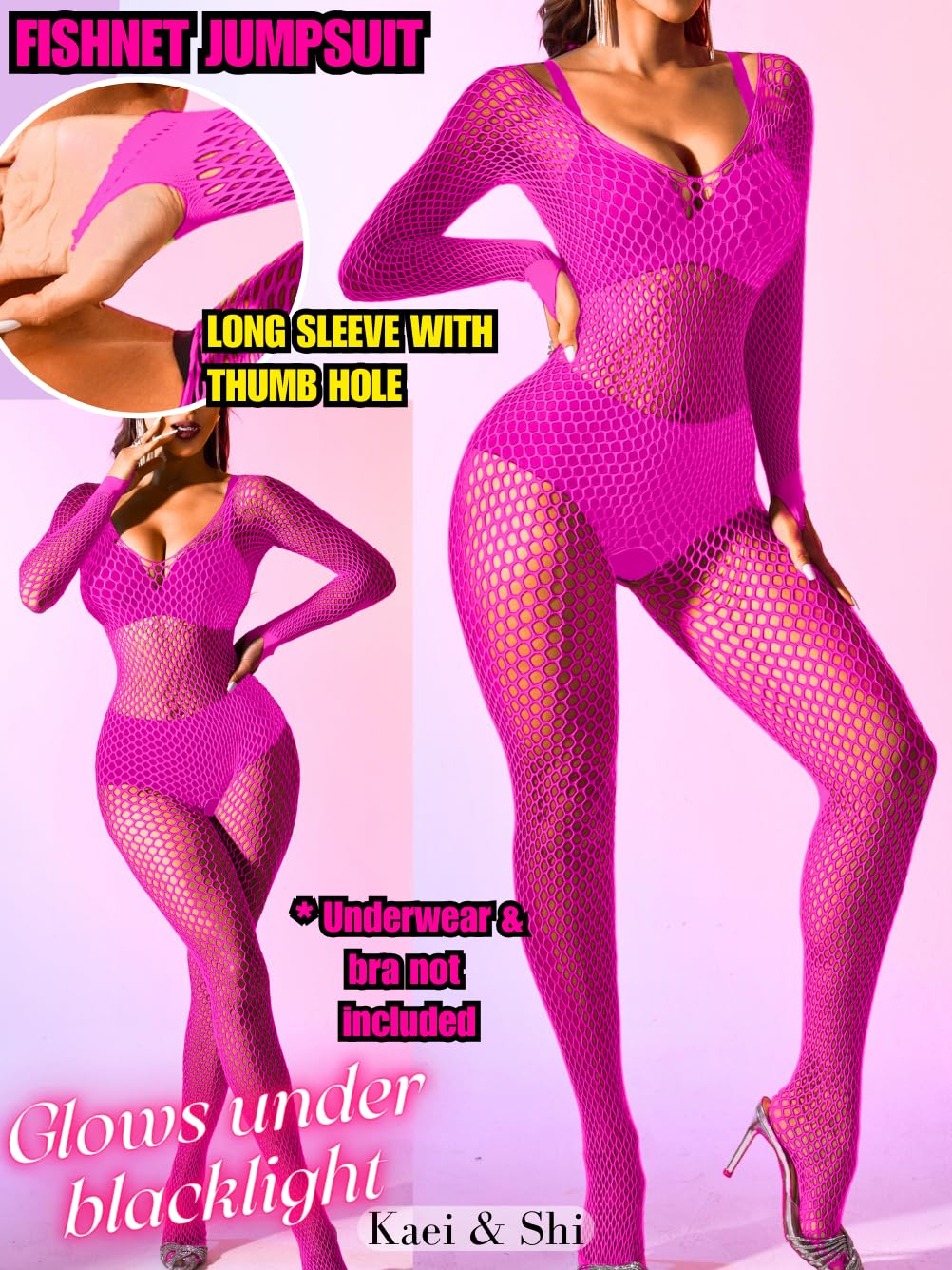 Kaei&Shi Fishnet Bodysuit, Rave Outfits, Backless Bodystocking Fits 0-18