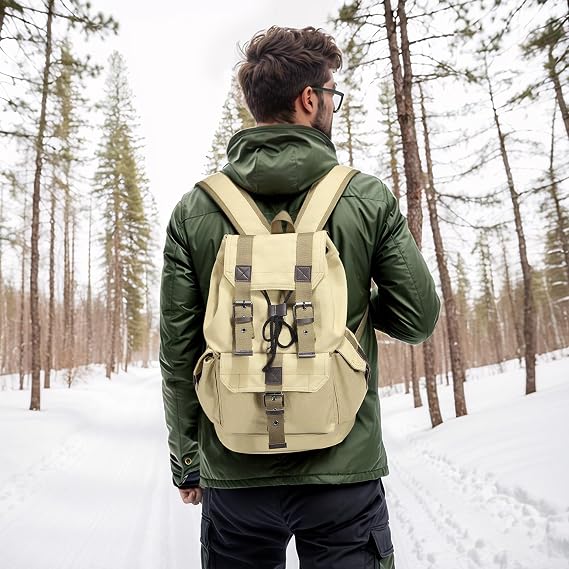 Canvas Backpack,Vintage Casual Daypack Durable Travel Rucksack