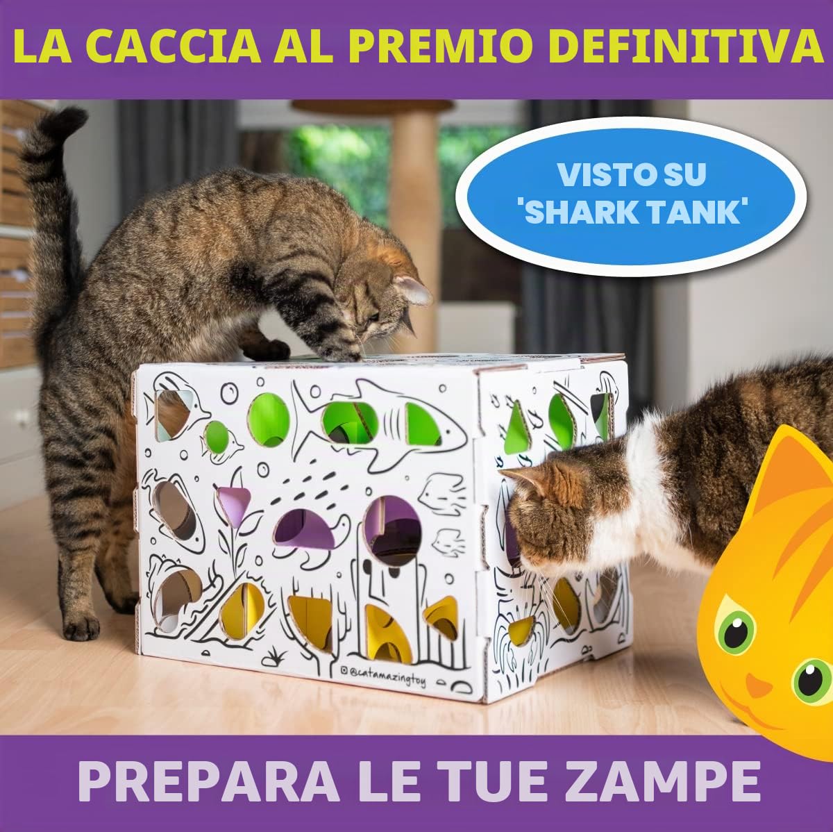 Cat Amazing Mega - Scatola Puzzle Interattiva per Gatti - Labirinto e Mangiatoia - Giocattolo Alimentare Arricchente per Interni