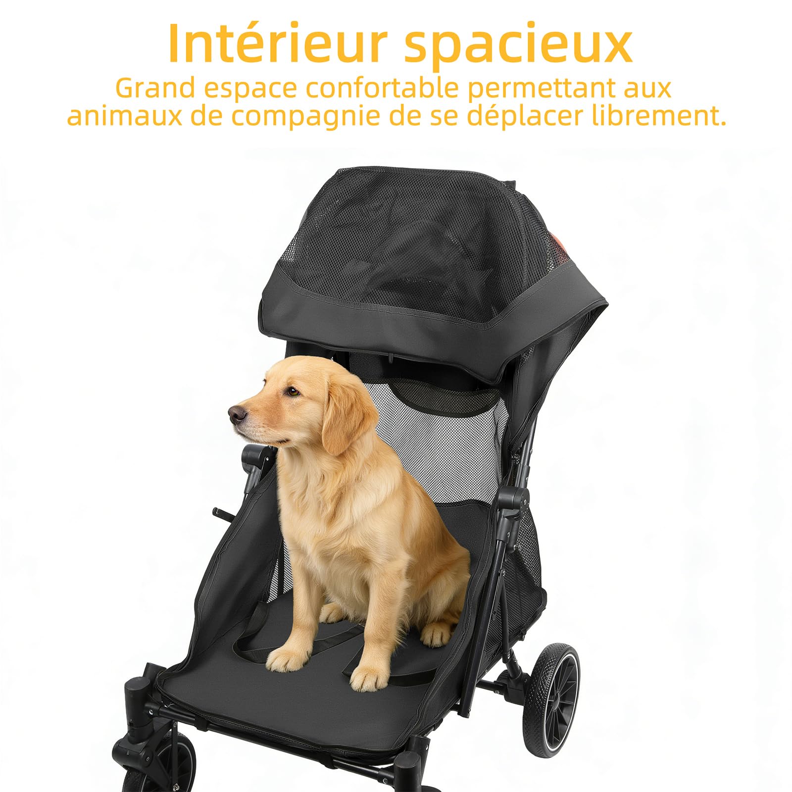 Passeggino per cani gatti, passeggino per cani, trolley per cani pieghevoli, passeggino per gatti di grandi e medie dimensioni, trolley per cani con finestra in rete, cinture di sicurezza