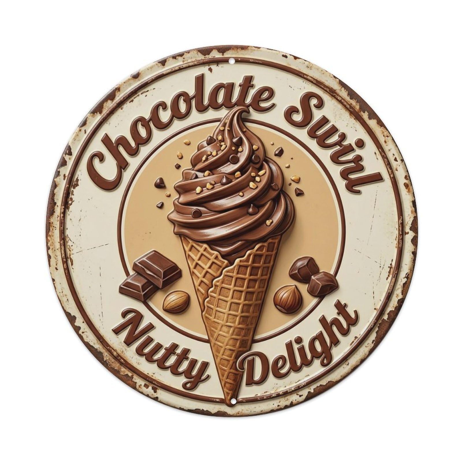 Chocolate Swirl Nostalgic Emblem Metal Tin Sign