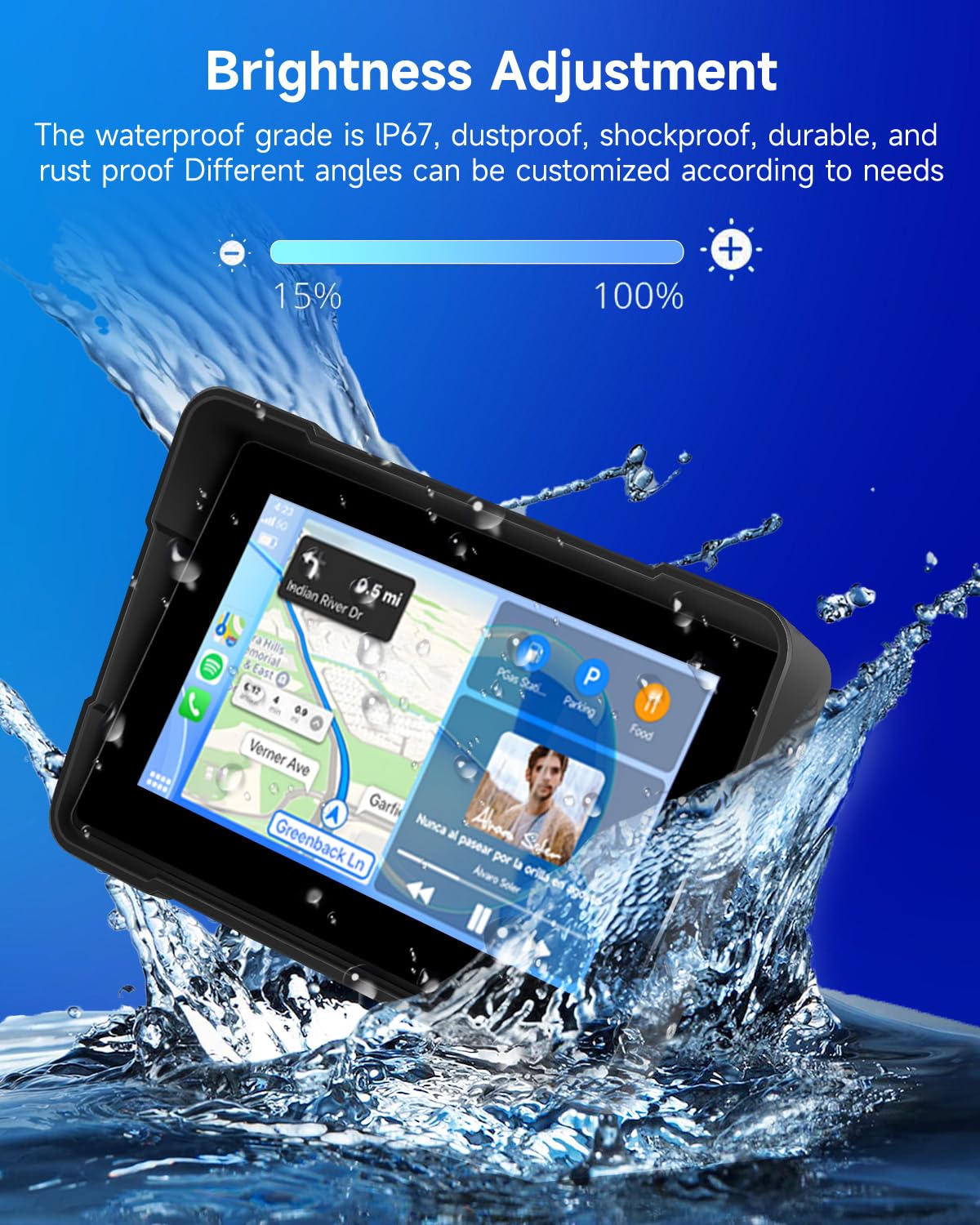 2025] CAMECHO 7 inch Draadloze Motorfiets Carplay Android Auto, IP67 Waterdicht HD Touchscreen Scherm Navi Display voor Motorfietsen met Dual