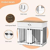 Vista 5 de Perrera de madera para perros de 41 pulgadas, muebles para perros con muebles estilo jaulas y mesa para perros medianos, divisor extraíble, puertas