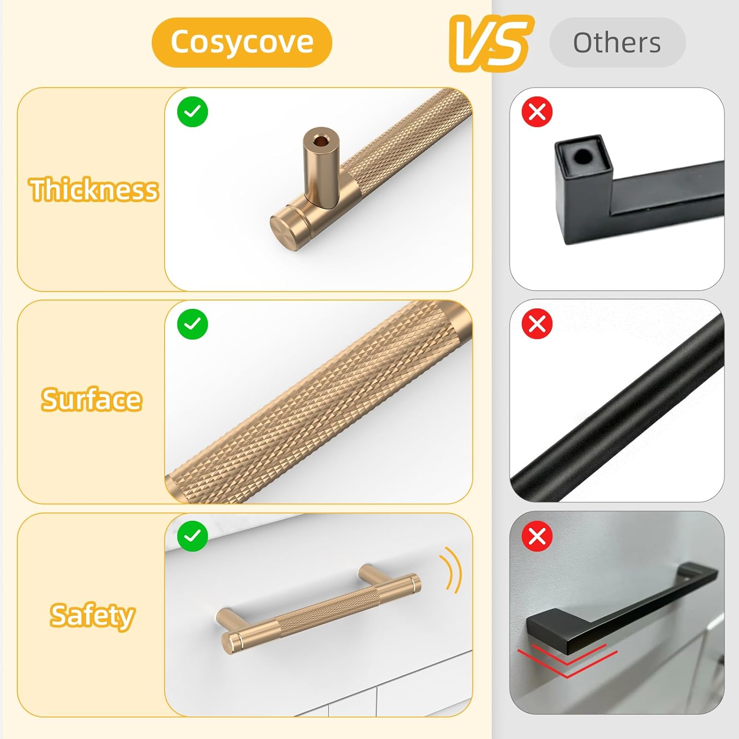 10 Pack Champagne Bronze Knurled Kitchen Cabinet Pull Handles, Cupboard Handles Kitchen Cabinet Hardware for Bathroom Cupboard Drawer Pulls Dresser Pulls- 3.75"(96mm) Hole Center