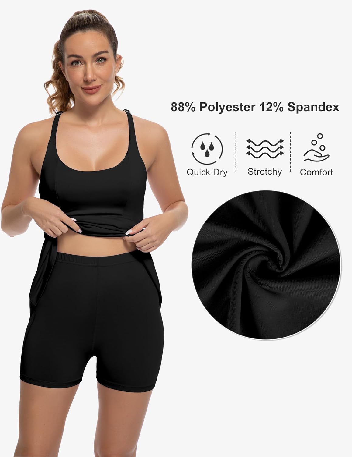 Tennis Dress for Women Athletic Golf Dress with Shorts and Pockets Backless Workout Dress with Adjustable Straps - Image 6