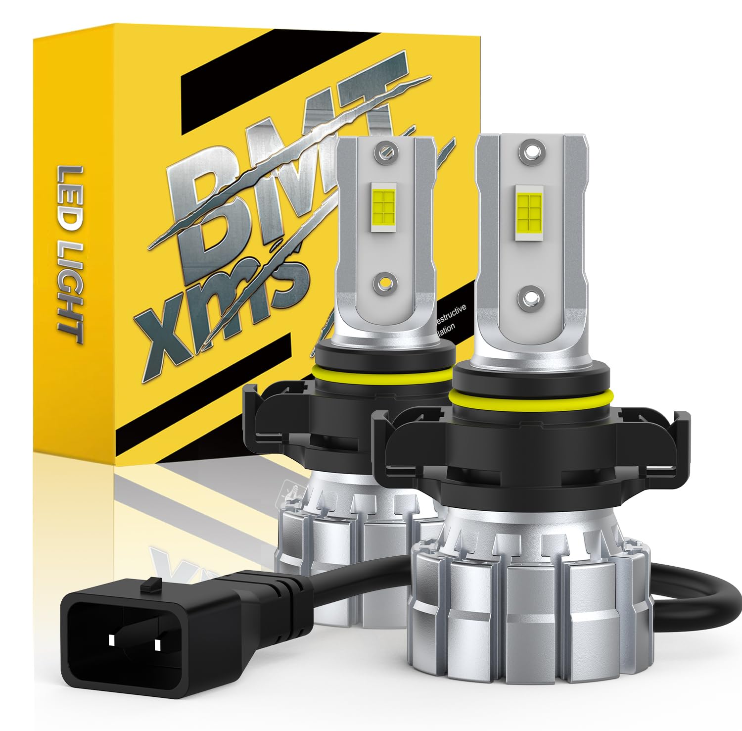 BMT xms PSX24W/H16EU Bombilla de luz antiniebla LED, 20000LM 6500K Blanco 2504 5202 Bombilla LED, Mini formato 1:1, Plug-N-Play, Paquete de 2