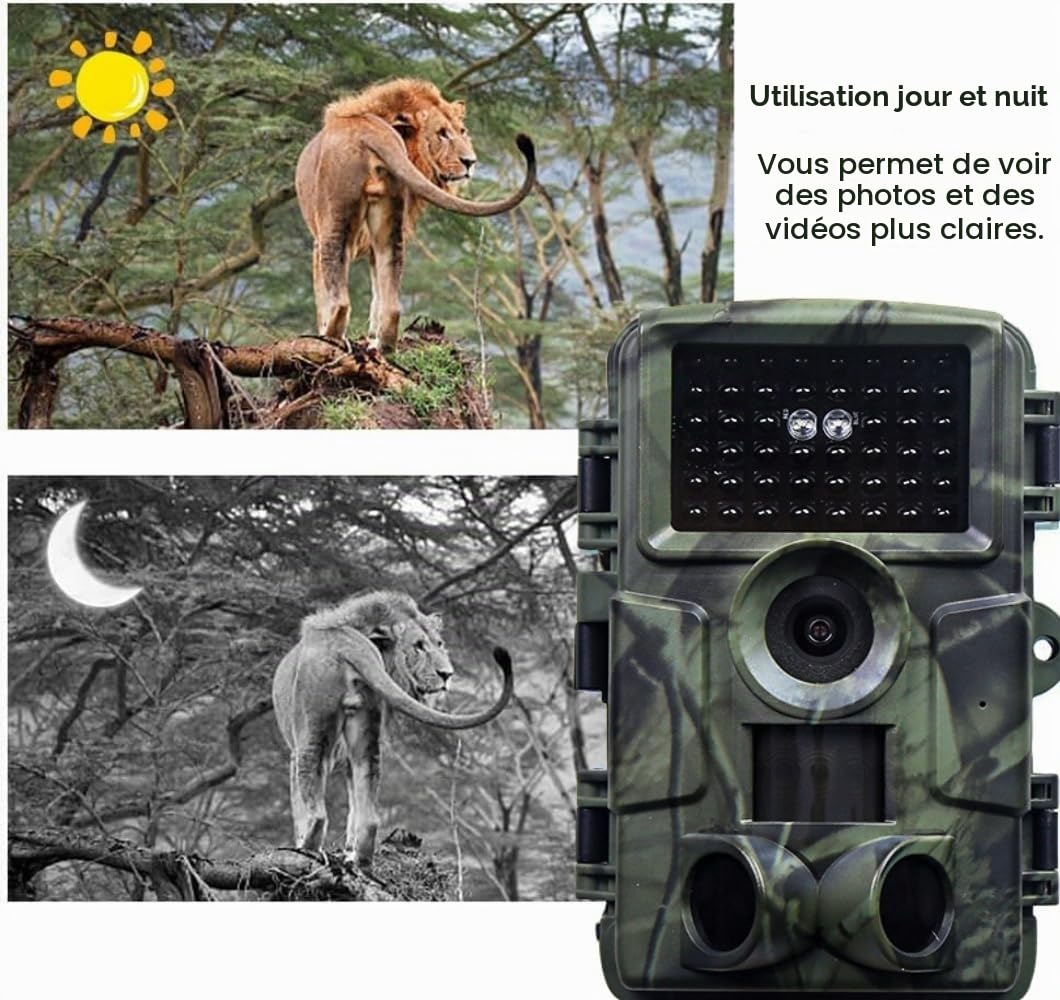 Caméra de Chasse WiFi 4K/60MP Full HD avec Carte SD 32GB, Vision Nocturne Infrarouge 940nm No Glow, Détection de Mouvement 0,2s, Étanche IP66, pour Observer la Faune