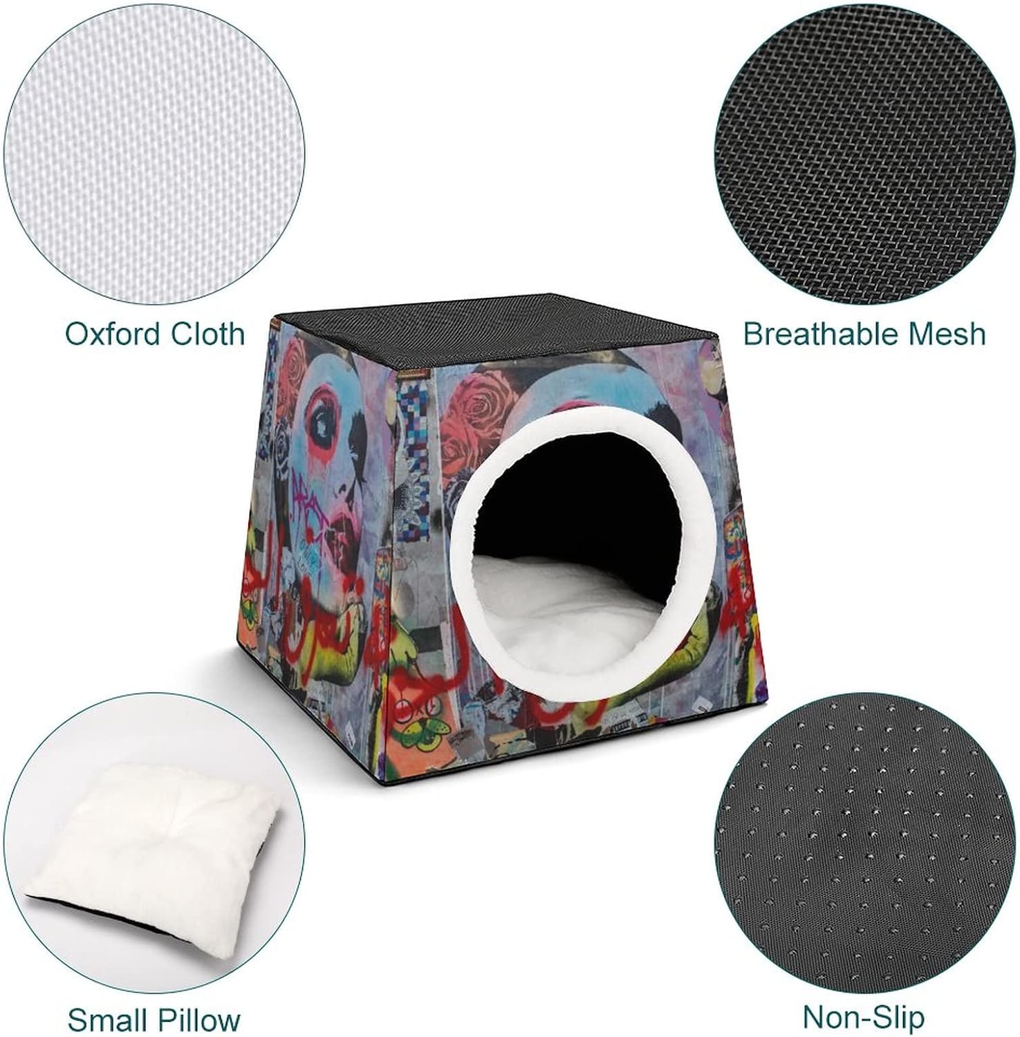 review Personalized Cat Houses & Habitats Printed Cat Cube Cat Condo Indoor Pet Bed Sofa Cave Gothic Makeup Graffiti
