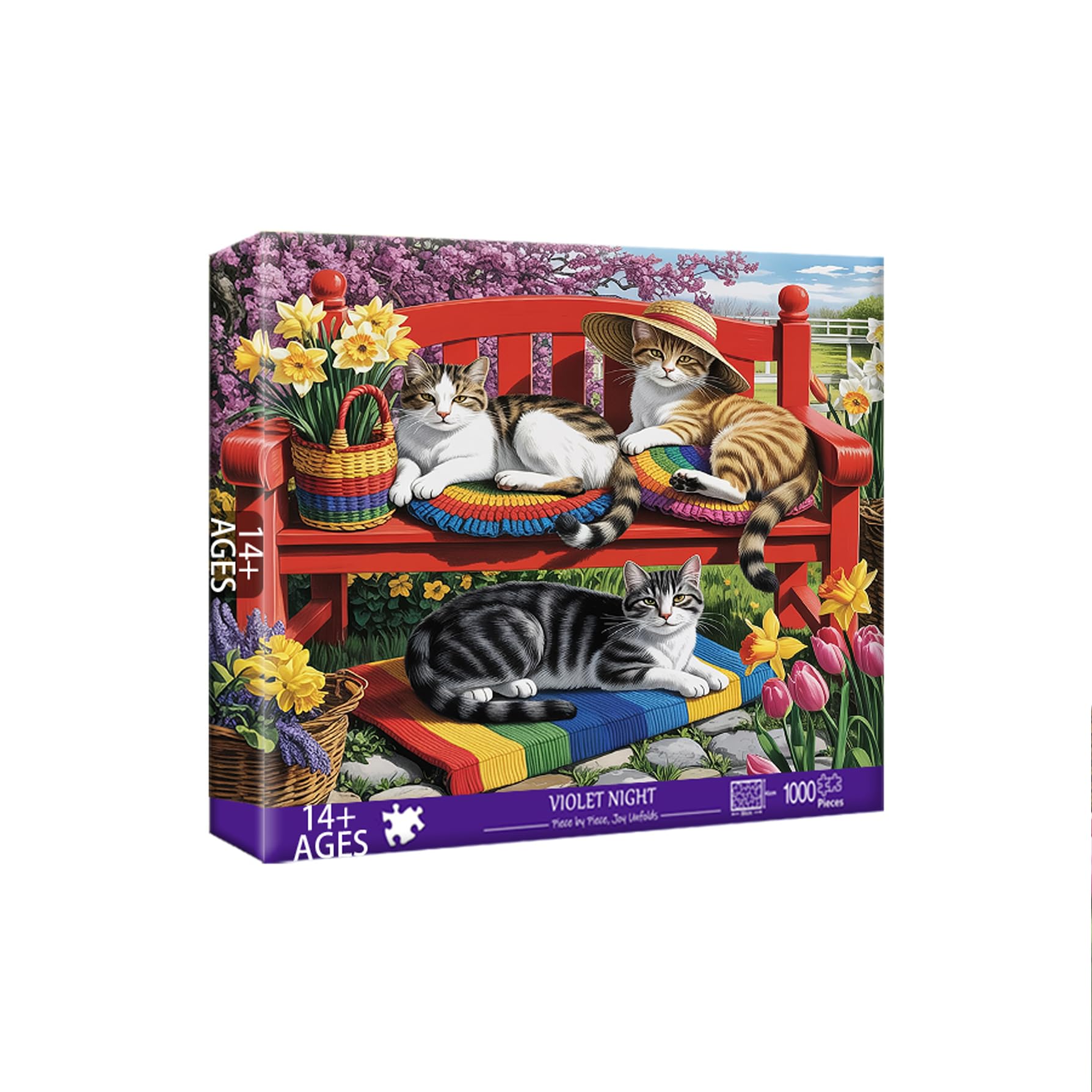 Pavemlo Special Shape Puzzles for Adults 1000 Pieces - GARDEN CATS Jigsaw Puzzle Challenging Impossible Puzzle, Unique Home Decor & Game (21.6x19.2Inch/55x49cm) for Puzzle Lovers
