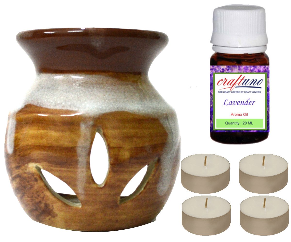 Brûle-parfum céramique pour huiles essentielles et bougies chauffe-plat incluses