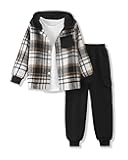 Boys Clothes Fall Winter Outfits, Toddler Boy Sweatsuit Plaid Hoodie Pants Clothing Set For Kids Boys Size 5-12 Years
