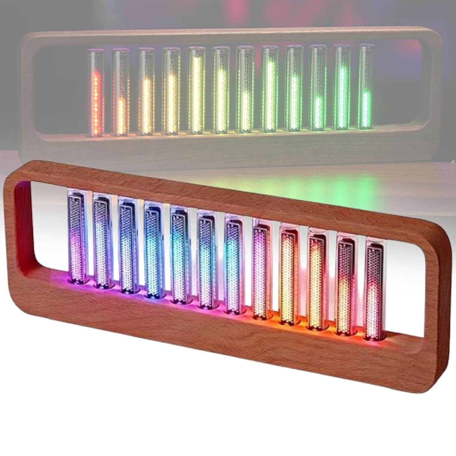 RGB Sound Pickup Spectrum Lamp, Music Visualizer with 12 Nixie Tube, MIC Pickup & 7 Preset Modes, Noise Reduction for Gaming Table, Interior Decoration