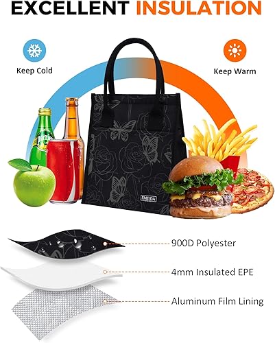Vista 115 de Fmeida Lonchera aislada para mujeres y hombres, bolsas de almuerzo grandes de 9 litros con múltiples bolsillos, bolsa térmica reutilizable