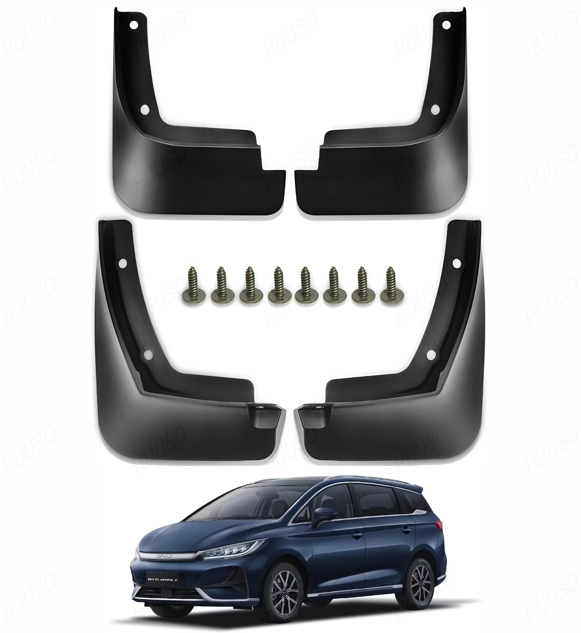 HUUSO Car Splash Guard Mud Flaps, Pack of 4, Heavy-Duty, Mud Guards for Protection, Compatible with BYD Emax 7 (2025)-image-33