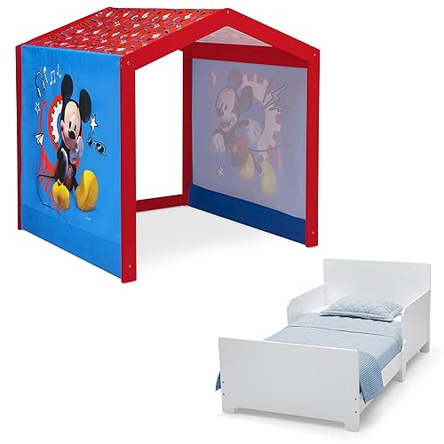 Miniatura 1 de Delta Children - Casa de juegos para interiores con tienda de campaña de tela  cama infantil de madera MySize blanco Bianca
