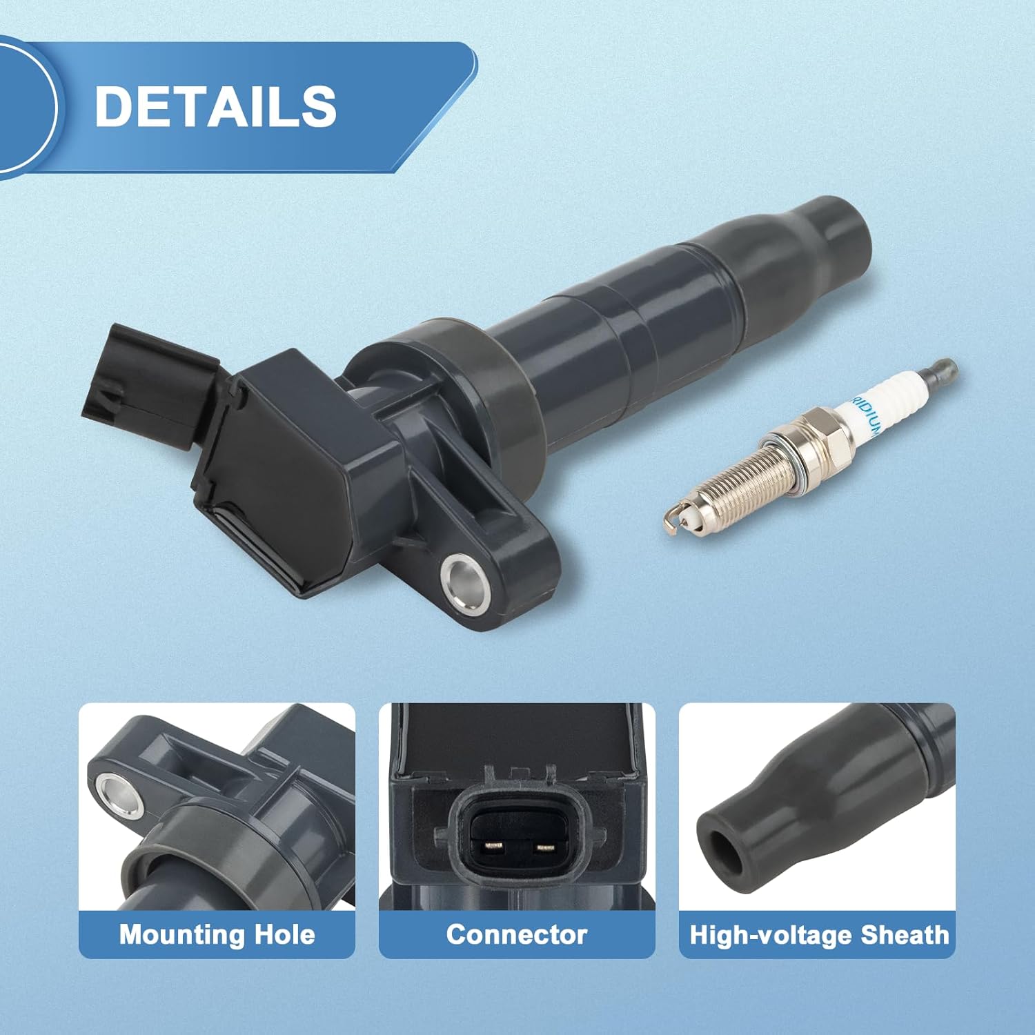 Set of 4 UF611 Ignition Coil Packs and Iridium Spark Plugs Compatible with Hyundai Sonata Equus Genesis Tucson Santa Fe Sport, Kia Borrego K900 Optima Sorento 2.4L 4.6L L4, Replaces C1667 E1111