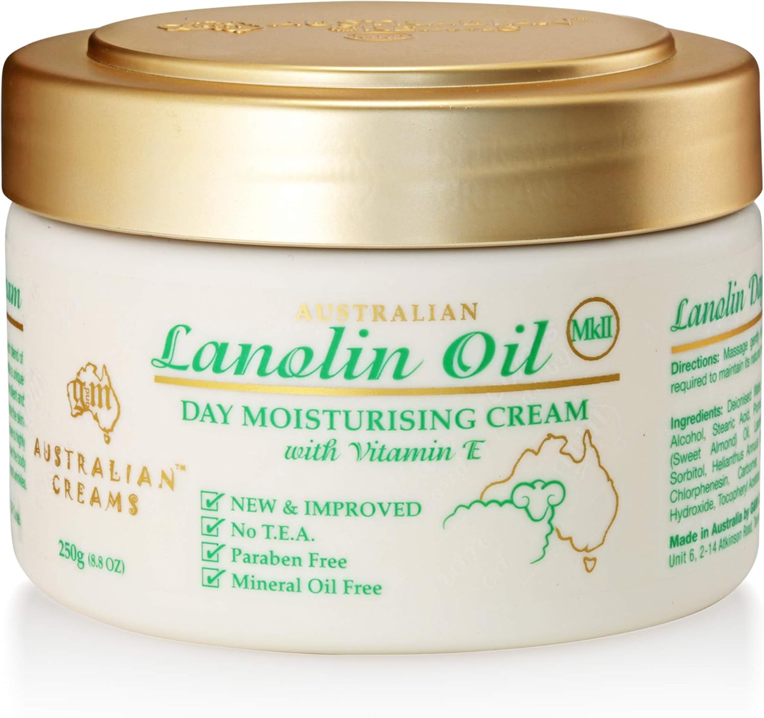 Australian Creams Lanolin Cream for Day Use, 250g (Lanolin Day