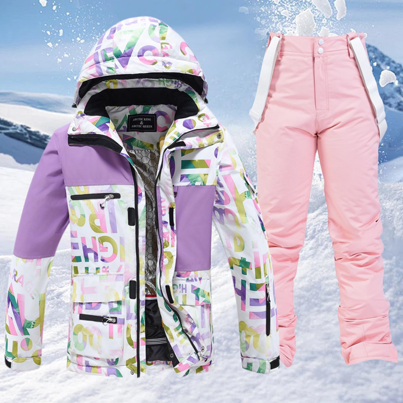 Abbigliamento da sci professionale per uomo e donna, giacca invernale con pantaloni abbinati per attività all'aperto
