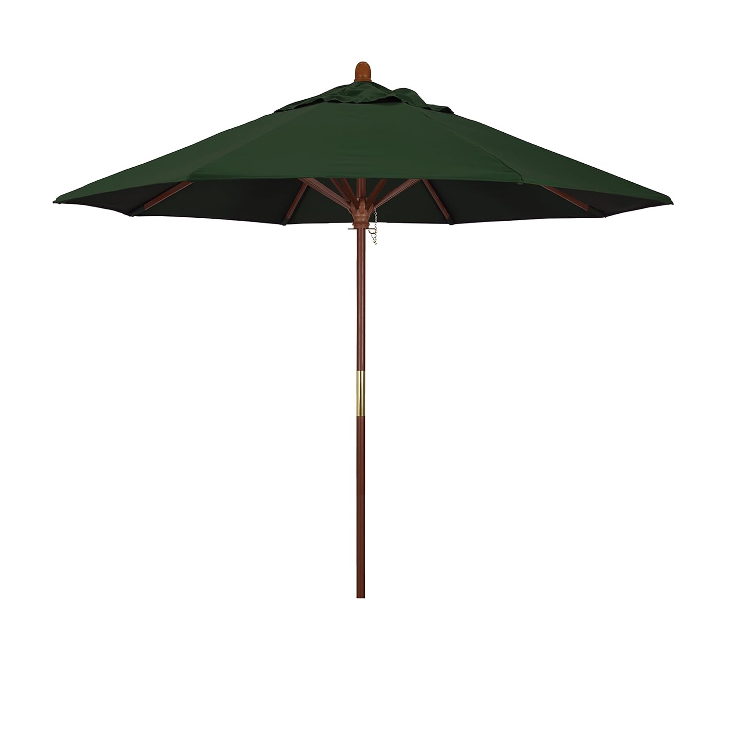 California Umbrella 9 Round Hardwood Frame Market Umbrella Stainless Steel Hardware Push Open