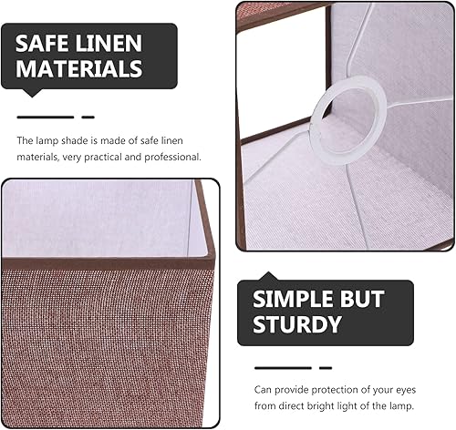 Miniatura 6 de Lámpara de mesita de noche, pantalla cuadrada de tela, cubierta de tela de lino natural, pantalla de repuesto para lámpara de mesa y luz de pie