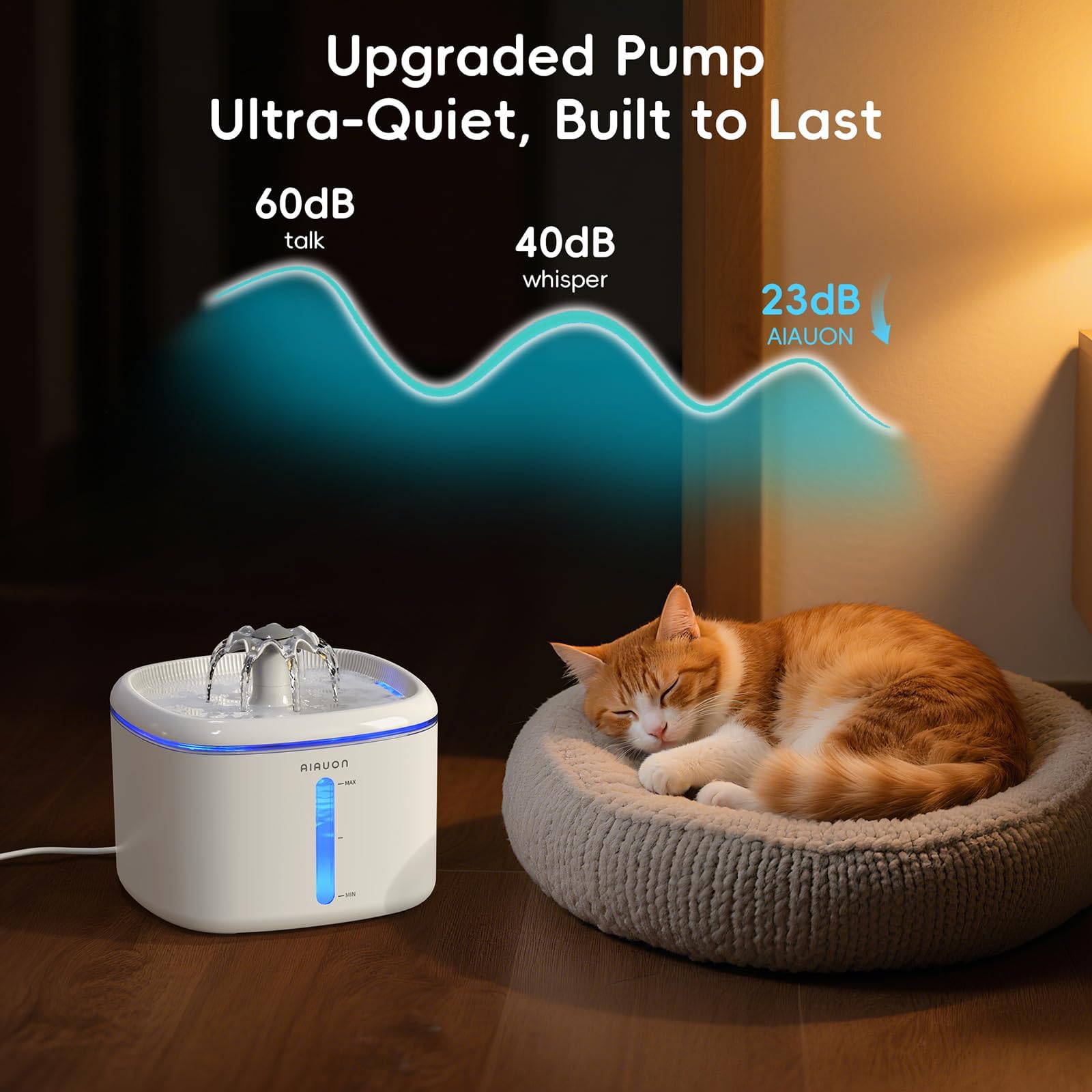 Fontana per gatti da 2,5 l, dispenser automatico ultra silenzioso con 8 filtri sostituibili, ciotola per cani e gatti